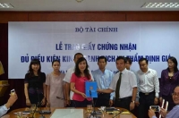  Thẩm định giá VVFC nhận Giấy chứng nhận số 001/TĐG của Bộ tài chính - đủ điều kiện kinh doanh dịch vụ thẩm định giá